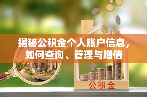 九江揭秘公积金个人账户信息，如何查询、管理与增值